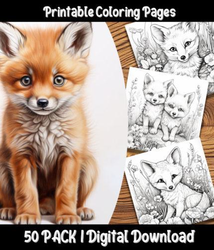 baby fox coloring pages by Happy Colorist