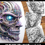 biomechanical coloring pages by happy colorist