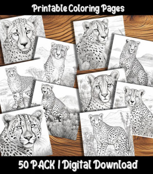 Cheetah Coloring Pages Printable 50 Pack | Happy Colorist