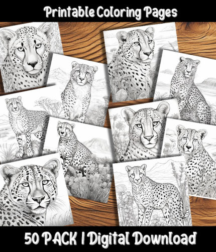 cheetah coloring pages by happy colorist