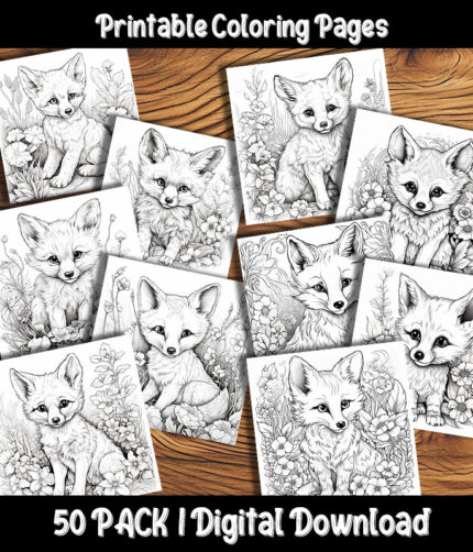 baby fox coloring pages by Happy Colorist