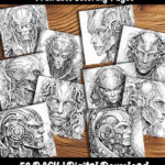 biomechanical coloring pages by happy colorist