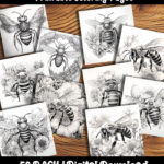 bee coloring pages by Happy Colorist