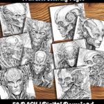 biomechanical coloring pages by happy colorist