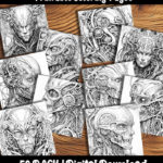 biomechanical coloring pages by happy colorist