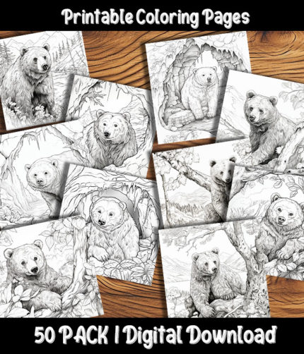 bear coloring pages by Happy Colorist