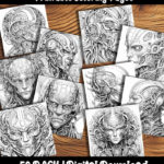 biomechanical coloring pages by happy colorist