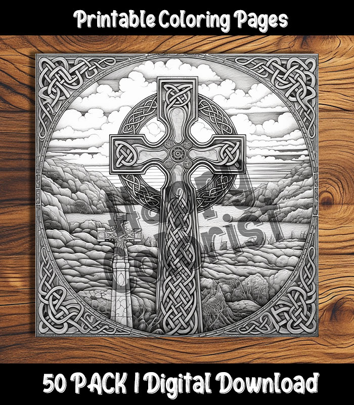Celtic Cross Coloring Pages Printable 50 Pack | Happy Colorist