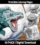 sea monster coloring pages by happy colorist