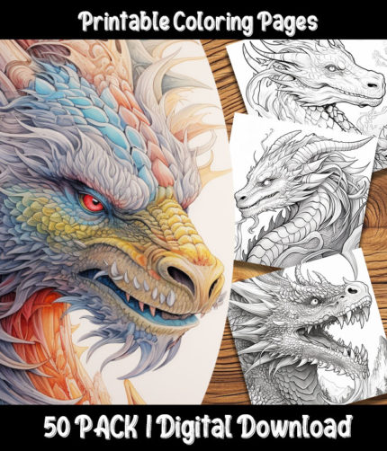 Dragon coloring pages by Happy Colorist