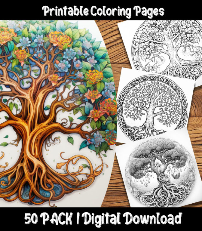 Tree of Life Coloring Pages 50 Pack | Happy Colorist
