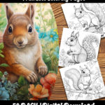 squirrel coloring pages by happy colorist