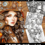 steampunk characters coloring pages by happy colorist