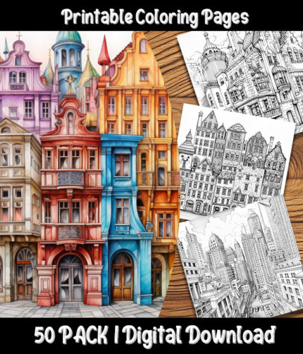 architecture coloring pages by happy colorist
