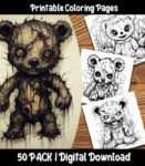 Scary Teddy Bear Coloring Pages by Happy Colorist
