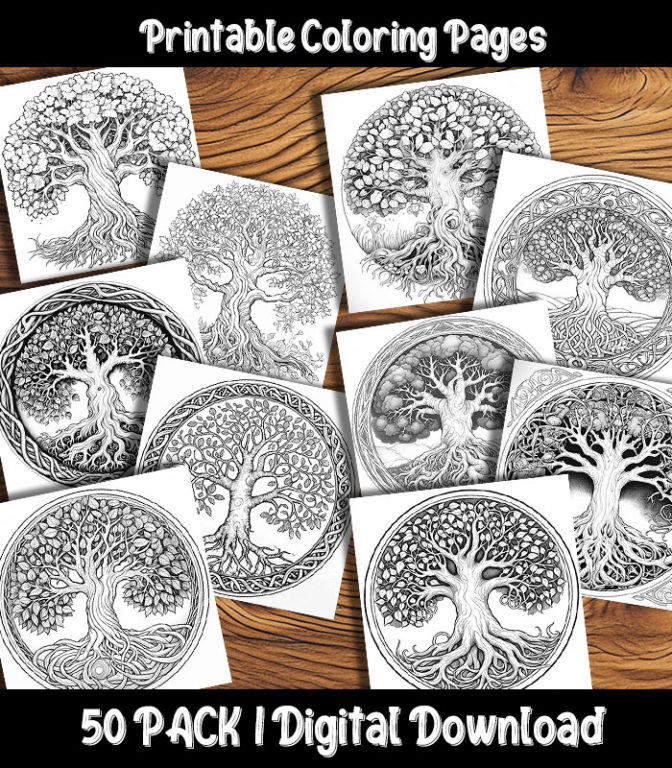Tree of Life Coloring Pages 50 Pack | Happy Colorist