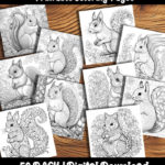 squirrel coloring pages by happy colorist