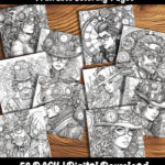 steampunk characters coloring pages by happy colorist