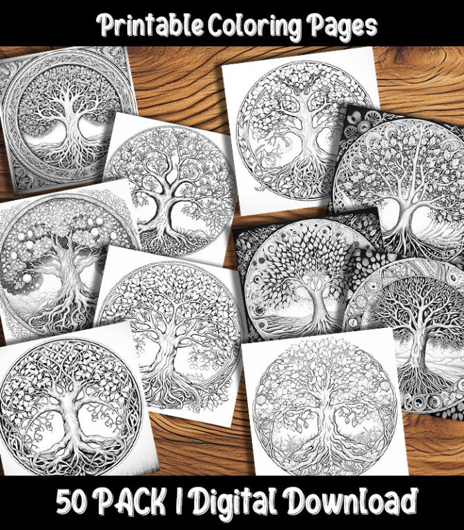 Tree of Life Coloring Pages 50 Pack | Happy Colorist