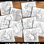 squirrel coloring pages by happy colorist