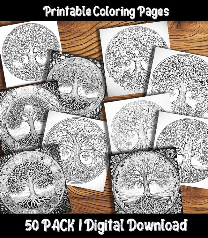 Tree of Life Coloring Pages 50 Pack | Happy Colorist