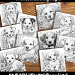 puppy coloring pages by happy colorist