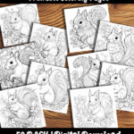squirrel coloring pages by happy colorist
