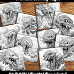 sea monster coloring pages by happy colorist