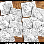 squirrel coloring pages by happy colorist