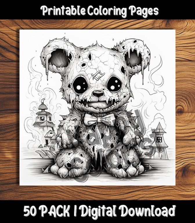 Scary Teddy Bear Coloring Pages by Happy Colorist