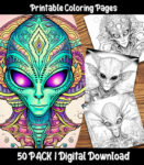 alien coloring pages by happy colorist