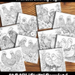 chicken and rooster coloring pages by happy colorist
