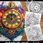 clock coloring pages by happy colorist