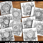 clock coloring pages by happy colorist