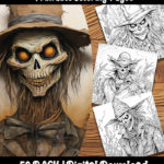 creepy scarecrow coloring pages by happy colorist