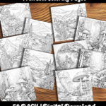 nature coloring pages by happy colorist