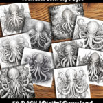 octopus overlord coloring pages that are cthulu inspired by happy colorist
