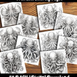 octopus overlord coloring pages that are cthulu inspired by happy colorist