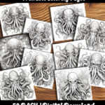 octopus overlord coloring pages that are cthulu inspired by happy colorist