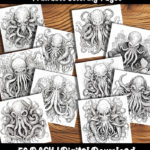 octopus overlord coloring pages that are cthulu inspired by happy colorist