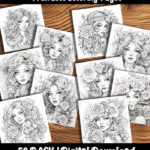 rose woman coloring pages by happy colorist