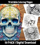skull coloring pages by happy colorist