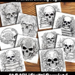 skull coloring pages by happy colorist