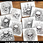 skull coloring pages by happy colorist