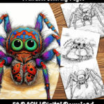 spider coloring pages by happy colorist