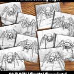 spider coloring pages by happy colorist
