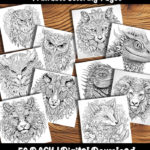 animal coloring pages by happy colorist