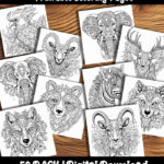 animal coloring pages by happy colorist