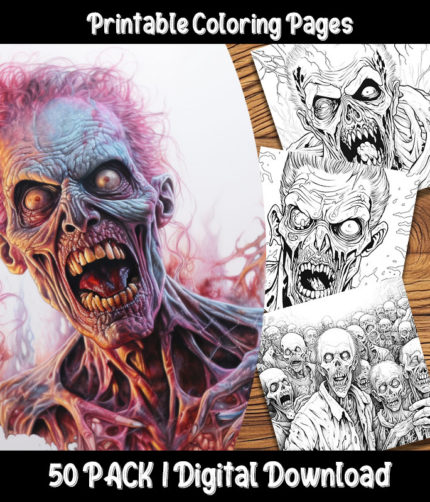 zombie coloring pages by happy colorist