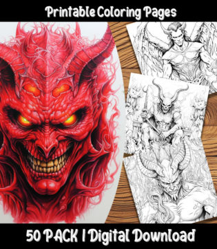 Demon Coloring Pages Digital 50 Pack | Happy Colorist